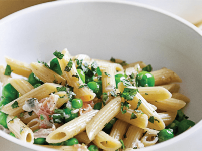 آموزش سالاد پاستا و نخود فرنگی با سس پستو